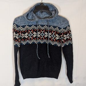 Survival Gear -Boys  Navy Blue Knitted Hoodie Sweater Nordic Style, size S